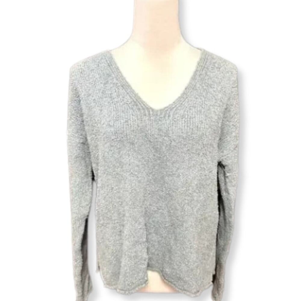 Eileen Fisher Oversized Sweater Pullover V Neckline Fuzzy Blue Women's XXS NWOT